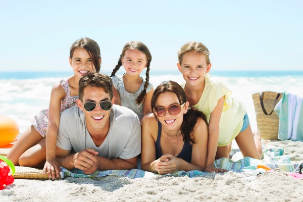 Family on vacation at the beach 